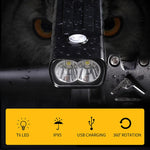 ضوء أمامي للدراجة قابلة للشحن عبر USB BX2، مصباح LED على المقود (3 ساعات، مصابيح L2)، 3 ساعات، مصابيح L2