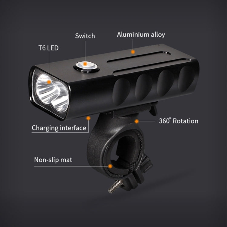 ضوء أمامي للدراجة قابلة للشحن عبر USB BX2، مصباح LED على المقود (3 ساعات، مصابيح L2)، 3 ساعات، مصابيح L2