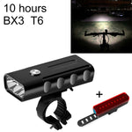 ضوء أمامي للدراجة قابلة للشحن عبر USB BX3، مصباح LED على المقود (10 ساعات، مصباح T6+A02)، 10 ساعات، مصباح T6+A02