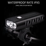 ضوء أمامي للدراجة قابلة للشحن عبر USB BX3، مصباح LED على المقود (10 ساعات، مصباح T6+A02)، 10 ساعات، مصباح T6+A02