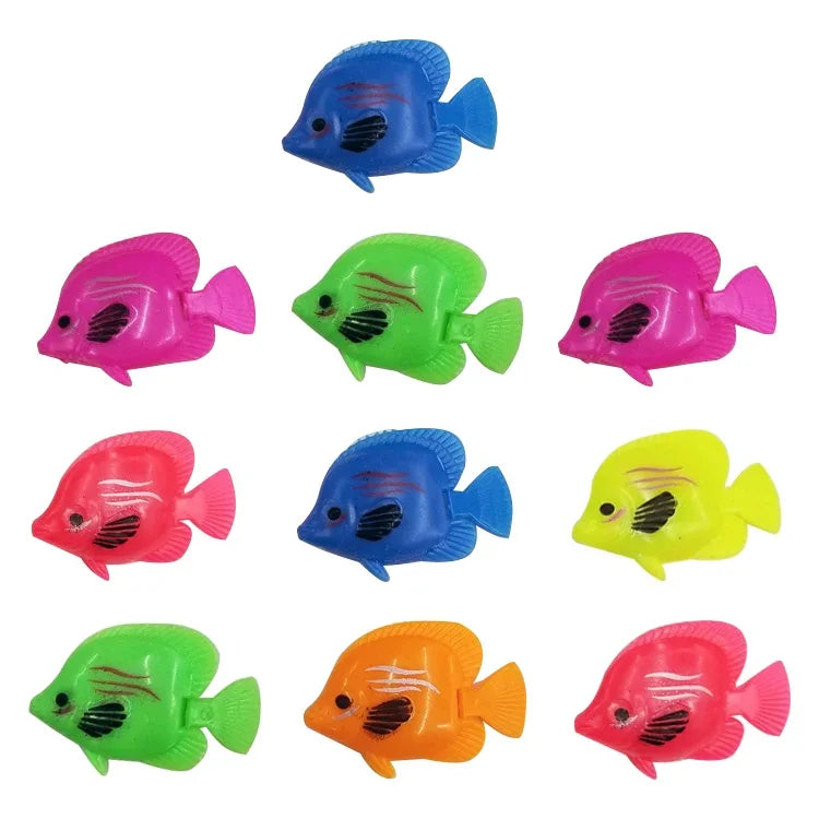 10 PCS Aquarium Articles Decoration Plastic Floating Fake Fish, Size: 5*3cm, Aquarium Fake Fish Decoration