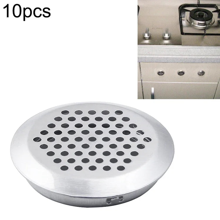 10pcs Bevel Surface 29mm Cabinet Round Air Vent Stainless Steel Louvered Grille Cover Vents with Little Holes, 29mm Bevel
