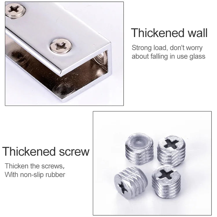Zinc Alloy Bright Fixed Bracket Connection 10mm Rectangular Glass Fixing Clamp, 10mm Rectangular
