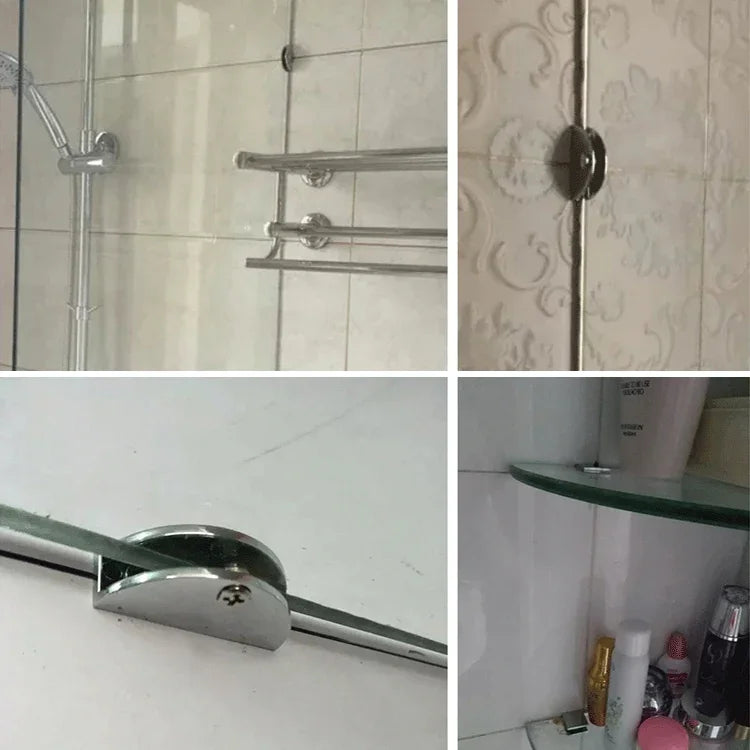 10 قطع مشبك تثبيت زجاج أسطواني 12 مم من سبائك الزنك اللامعة مع قاعدة، 12 مم أسطواني، مع قاعدة