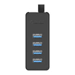 ORICO W5P-U3-30 موزع USB 3.0 مكتبي بأربعة منافذ مع كابل مايكرو USB بطول 30 سم لتزويد الطاقة، W5P-U3-30 أسود