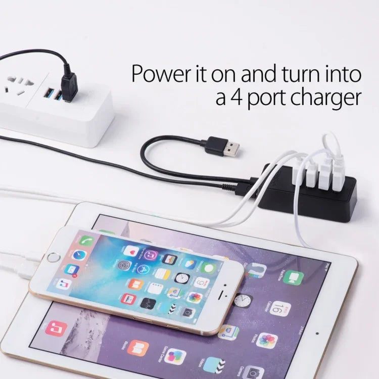 ORICO W5P-U3-30 موزع USB 3.0 مكتبي بأربعة منافذ مع كابل مايكرو USB بطول 30 سم لتزويد الطاقة، W5P-U3-30 أسود