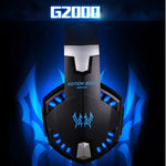 سماعة رأس للألعاب KOTION EACH G2000 فوق الأذن مع ميكروفون، صوت ستيريو، باس، إضاءة LED للكمبيوتر، طول الكابل: حوالي 2.2m (أبيض + أحمر)، G2000
