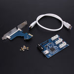 PCI-E 1 to 3 PCI Express 1 Slots Riser Card 3 PCI-E Slot Adapter PCI-E Port Multiplier Card with 60cm USB Cable
