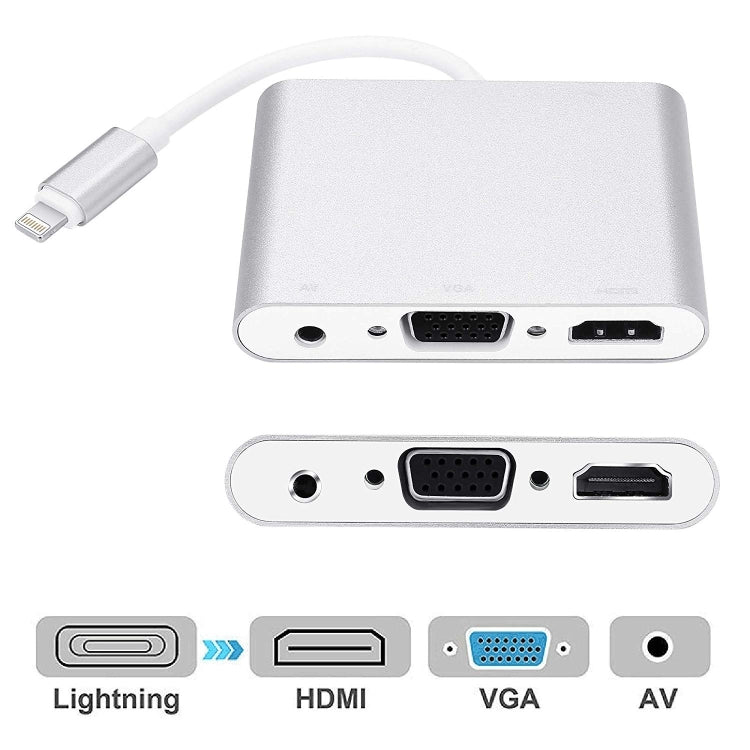 محول 3 في 1 من 8 Pin إلى HDMI / VGA / صوت