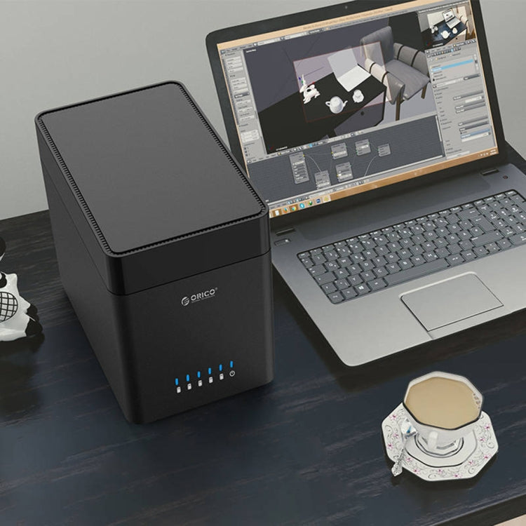 حاوية أقراص صلبة ORICO DS500U3 مقاس 3.5 بوصة بخمسة فتحات نوع مغناطيسي مع مؤشر LED أزرق، USB 3.0