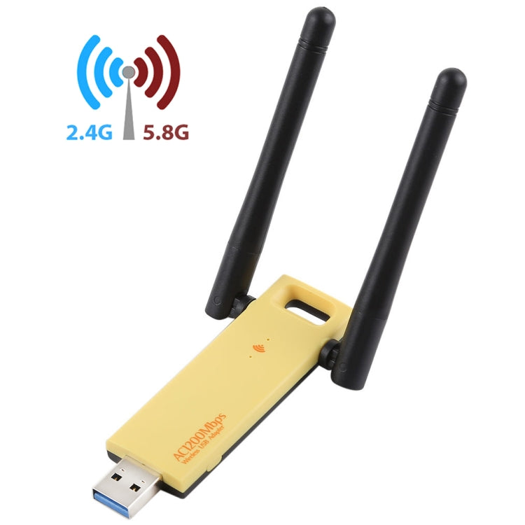 محول واي فاي USB 3.0 ثنائي النطاق AC1200 ميجابت في الثانية 2.4 جيجاهرتز و5 جيجاهرتز مع هوائيين خارجيين، AC1200Mbps USB 3.0