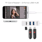 موزع 2 في 1 USB 3.1 USB-C / نوع-C إلى USB 2.0 مع 3 منافذ + قارئ بطاقة TF، 3 منافذ USB + بطاقة TF