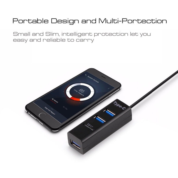 موزع 2 في 1 USB 3.1 USB-C / نوع-C إلى USB 2.0 مع 3 منافذ + قارئ بطاقة TF، 3 منافذ USB + بطاقة TF