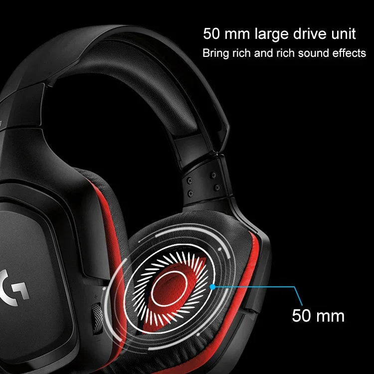 سماعة رأس للألعاب Logitech G331 بصوت محيطي Dolby 7.1 ستيريو قابلة للطي مع تقليل الضوضاء للمنافسات، G331