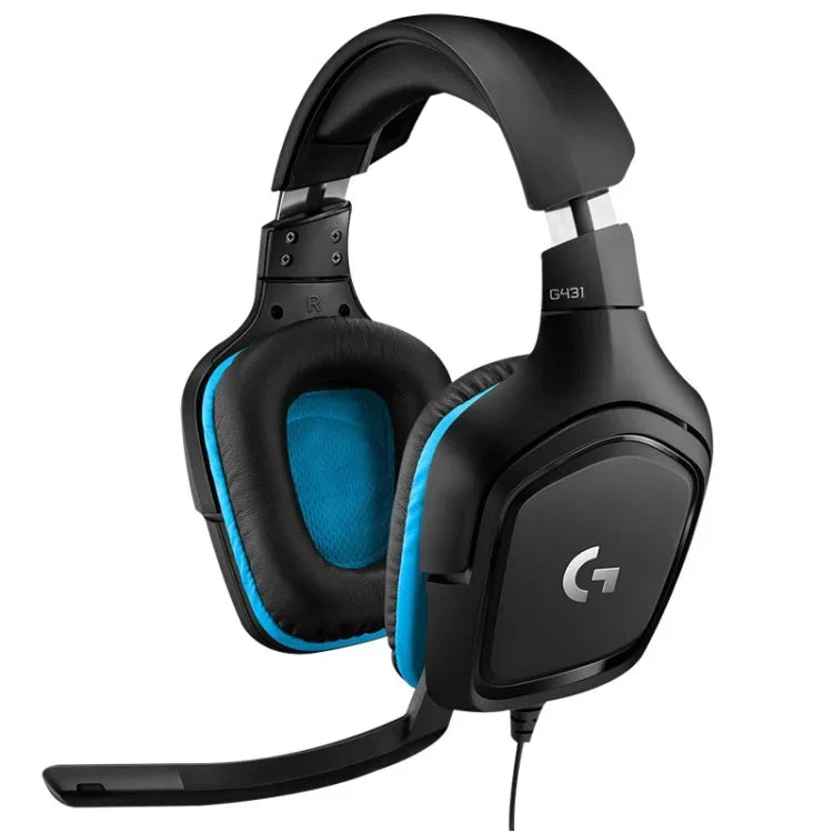 سماعة رأس للألعاب Logitech G431 بصوت محيطي Dolby 7.1 ستيريو قابلة للطي مع تقليل الضوضاء للمنافسات، G431