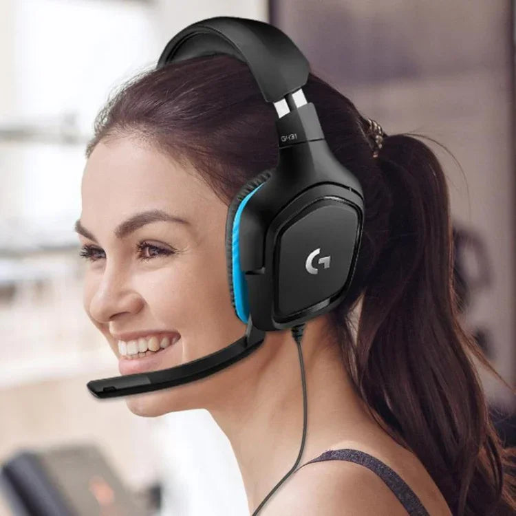 سماعة رأس للألعاب Logitech G431 بصوت محيطي Dolby 7.1 ستيريو قابلة للطي مع تقليل الضوضاء للمنافسات، G431