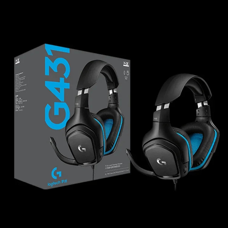 سماعة رأس للألعاب Logitech G431 بصوت محيطي Dolby 7.1 ستيريو قابلة للطي مع تقليل الضوضاء للمنافسات، G431