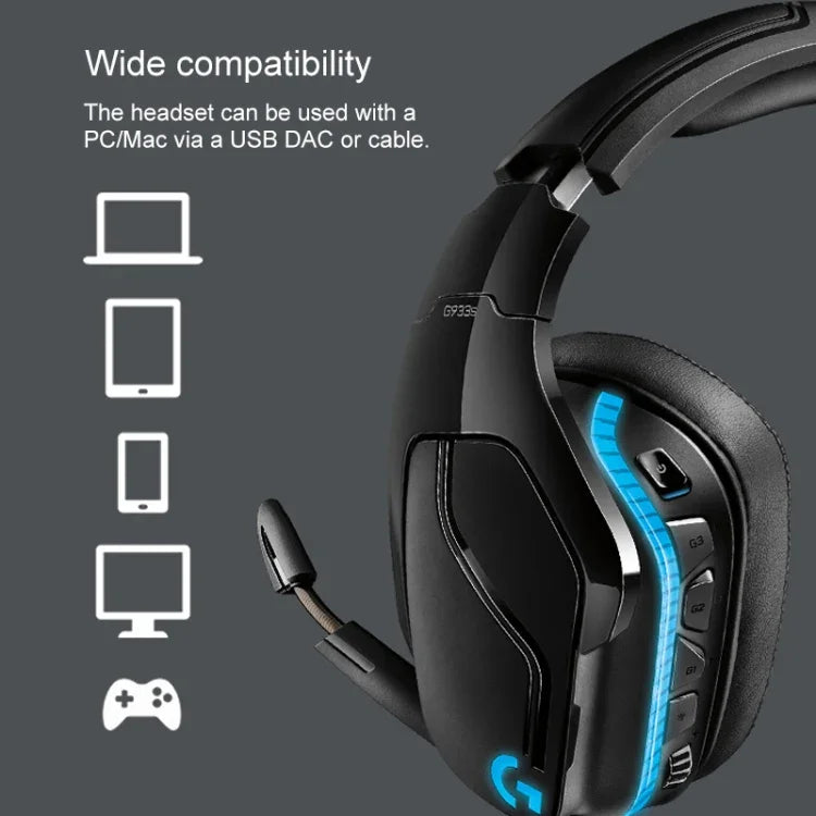 سماعة رأس للألعاب Logitech G933S لاسلكية وسلكية بنمط مزدوج، سماعة أذن بصوت ستيريو Dolby 7.1 مع تقليل الضوضاء للمنافسات، G933S