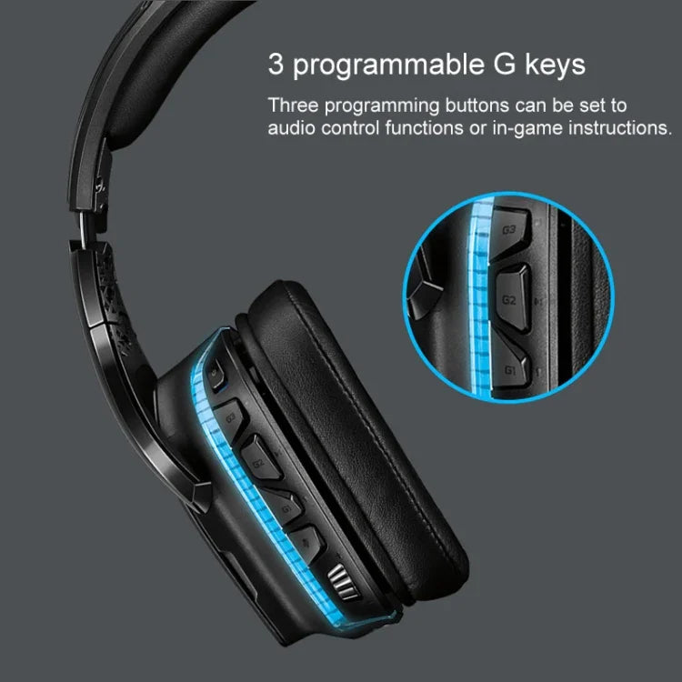 سماعة رأس للألعاب Logitech G933S لاسلكية وسلكية بنمط مزدوج، سماعة أذن بصوت ستيريو Dolby 7.1 مع تقليل الضوضاء للمنافسات، G933S