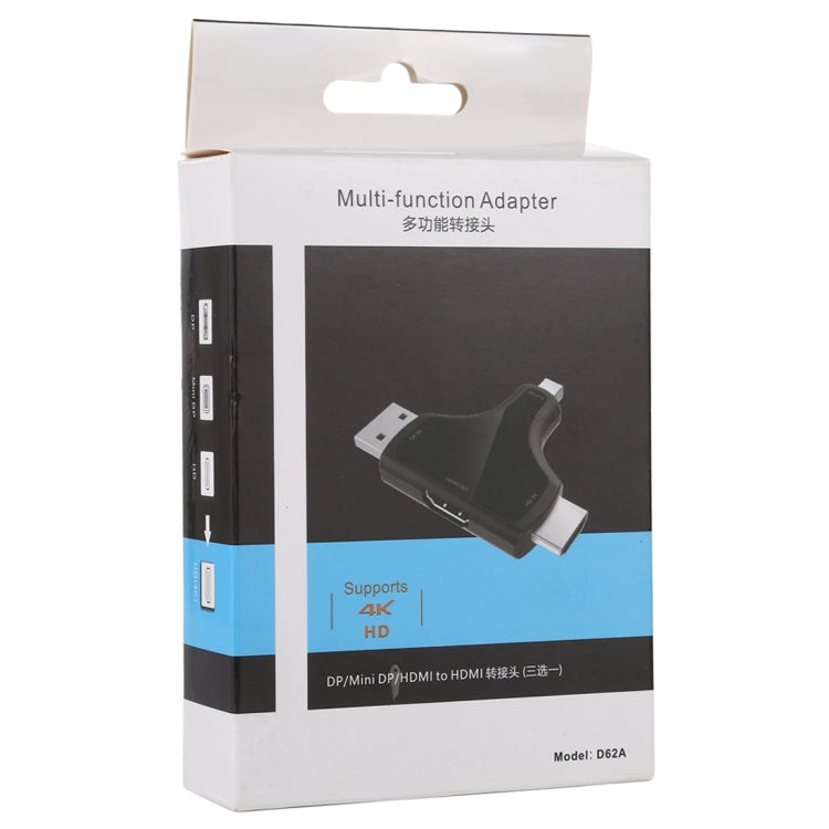 محول D62A 3 في 1 من DisplayPort + Mini DP + HDMI ذكر إلى HDMI أنثى، D62A