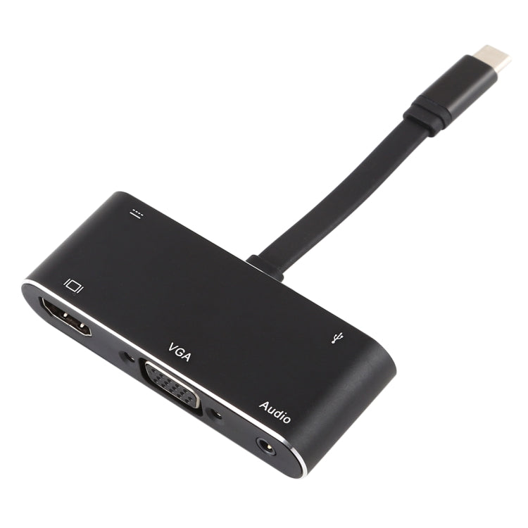 محول V126 UCB-C / Type-C ذكر إلى PD + HDMI + VGA + صوت + USB 3.0 أنثى 5 في 1، 5 في 1