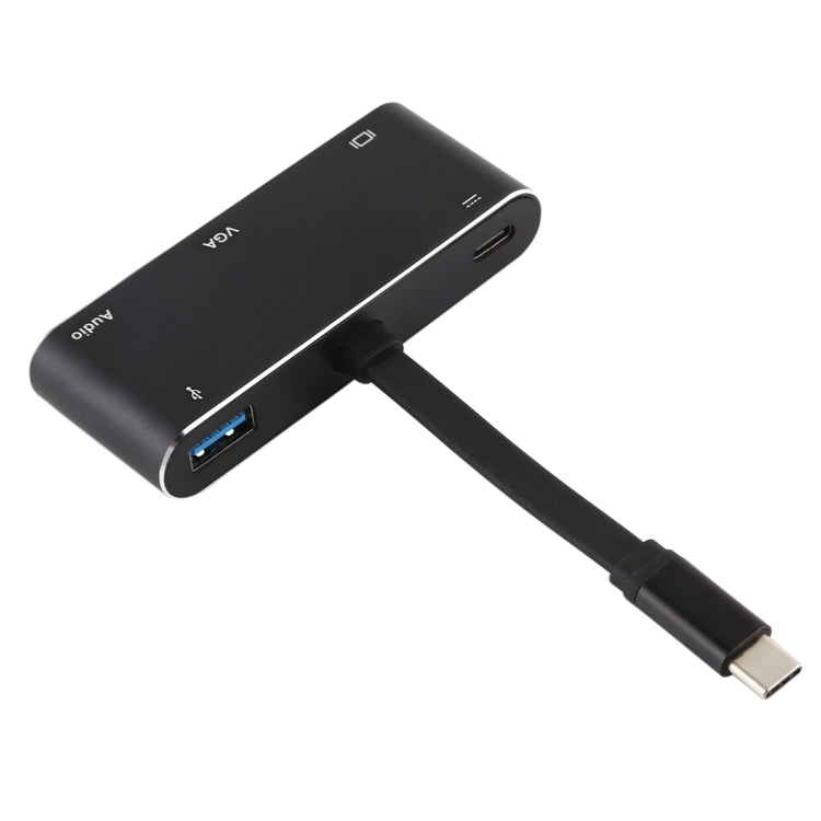 محول V126 UCB-C / Type-C ذكر إلى PD + HDMI + VGA + صوت + USB 3.0 أنثى 5 في 1، 5 في 1