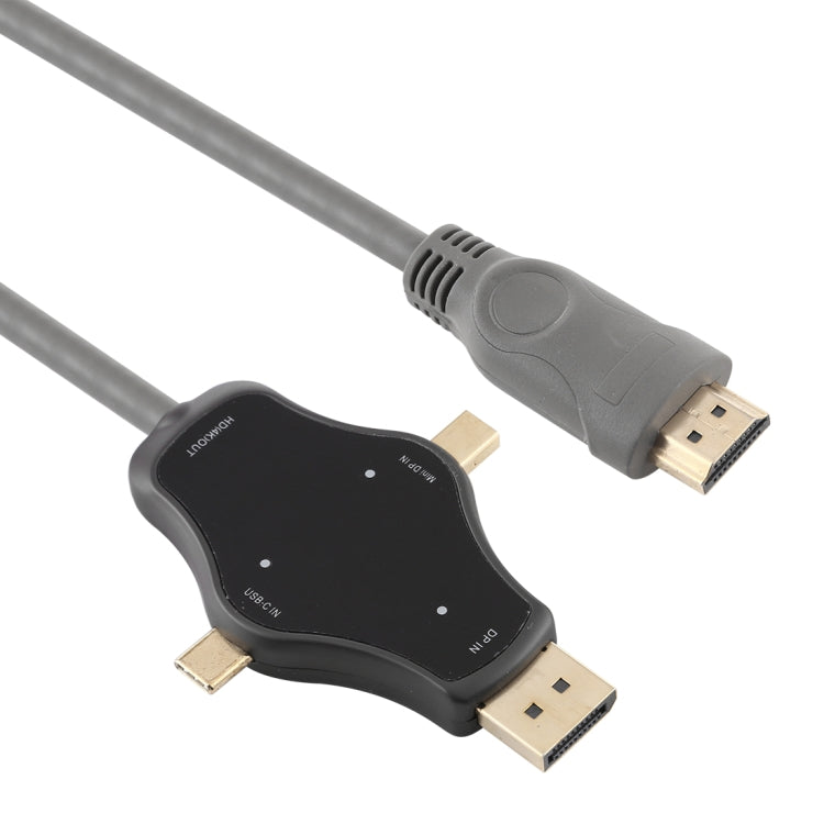 كابل محول فيديو D65A بطول 1.8 متر من DisplayPort و Mini DP و USB-C / تايب-سي إلى HDMI بدقة 4K، D65A