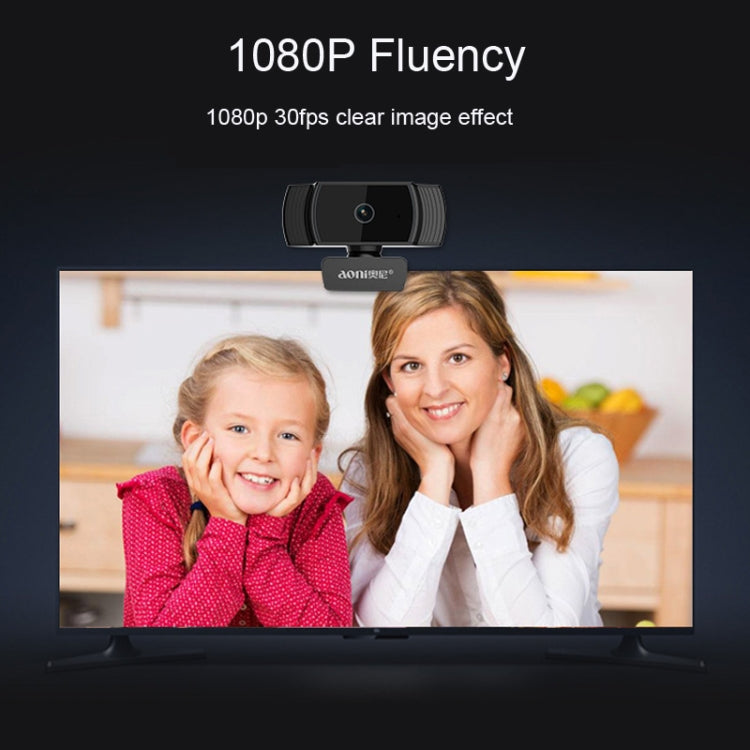 كاميرا ويب Aoni A20 FHD 1080P للبث التلفزيوني عبر الإنترنت، مؤتمرات الفيديو، التعليم، مع ميكروفون، A20