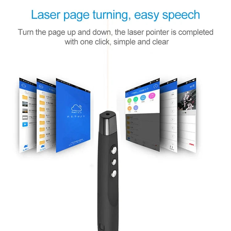قلم تحكم لاسلكي بتردد 2.4 جيجاهرتز لتقديم العروض مع ليزر وتغيير صفحات PowerPoint، مزود بجهاز استقبال USB، مدى التحكم عن بعد: 30 متر، 30 متر