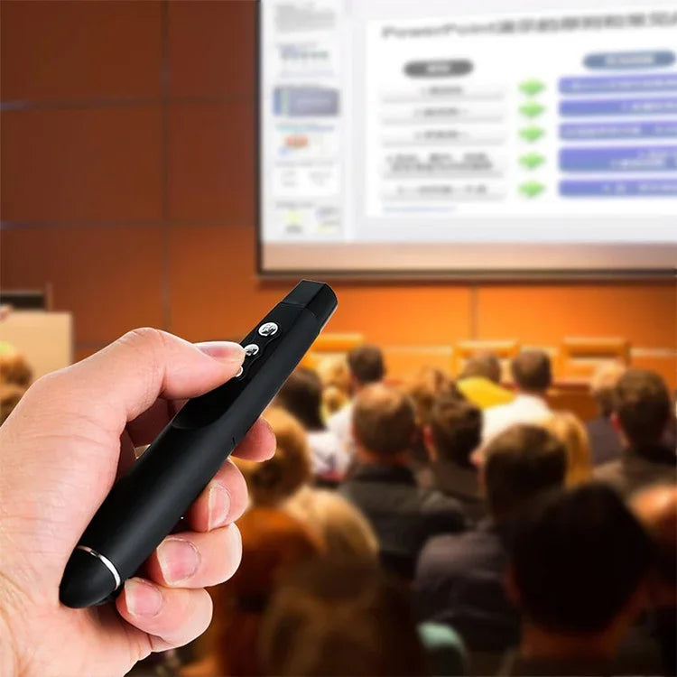 قلم تحكم لاسلكي بتردد 2.4 جيجاهرتز لتقديم العروض مع ليزر وتغيير صفحات PowerPoint، مزود بجهاز استقبال USB، مدى التحكم عن بعد: 30 متر، 30 متر