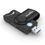قارئ بطاقات متعدد الوظائف ROCKETEK CR310 USB 3.0 + بطاقة TF + بطاقة SD + بطاقة SIM + بطاقة ذكية، USB 3.0
