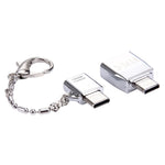 محول معدني Micro USB أنثى إلى USB-C / Type-C ذكر + USB 2.0 أنثى إلى USB-C / Type-C ذكر