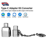 محول معدني Micro USB أنثى إلى USB-C / Type-C ذكر + USB 2.0 أنثى إلى USB-C / Type-C ذكر