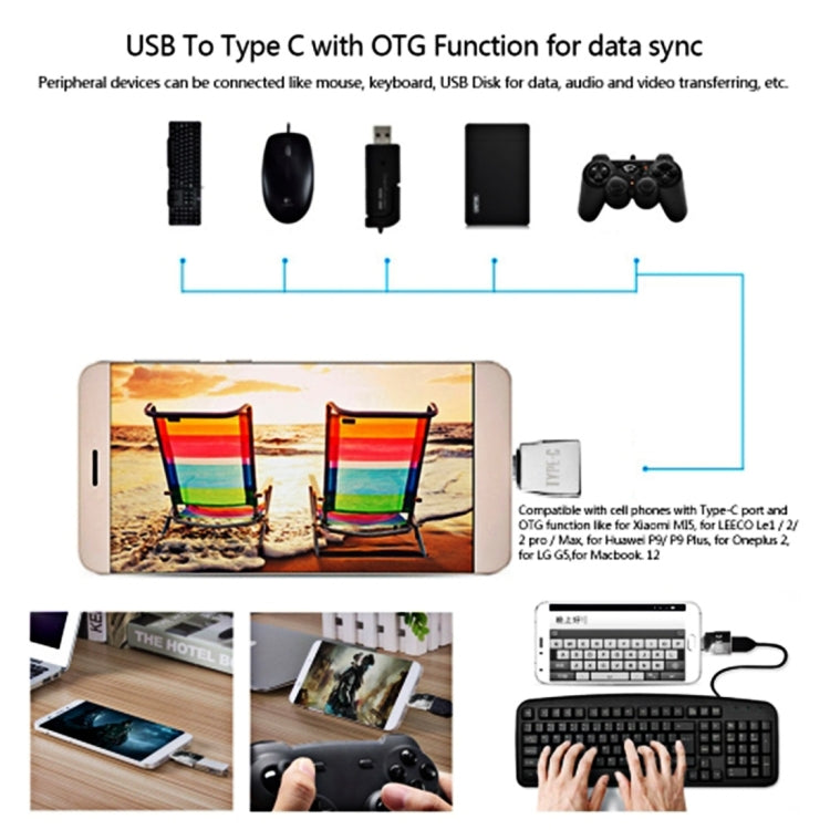 محول معدني Micro USB أنثى إلى USB-C / Type-C ذكر + USB 2.0 أنثى إلى USB-C / Type-C ذكر