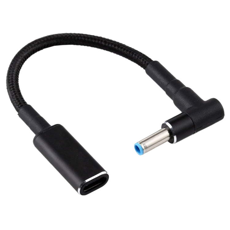 كابل محول PD 100W 18.5-20V 4.5 × 0.6 مم زاوية إلى USB-C / Type-C نايلون مضفر لـ HP، 4.5 × 0.6 مم