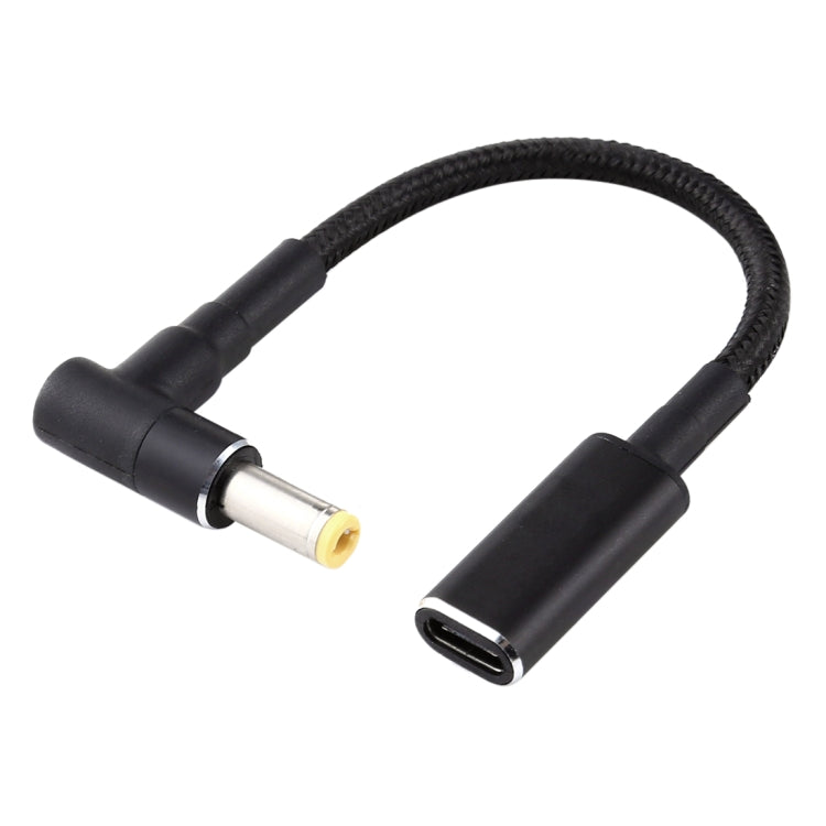كابل محول PD 100W 18.5-20V 5.5 × 2.5 مم زاوية إلى USB-C / Type-C نايلون مضفر، 5.5 × 2.5 مم