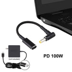 كابل محول PD 100W 18.5-20V 5.5 × 2.5 مم زاوية إلى USB-C / Type-C نايلون مضفر، 5.5 × 2.5 مم