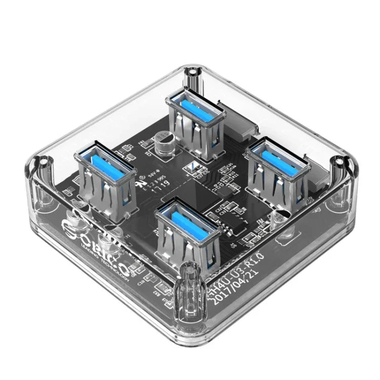 ORICO MH4U-100 موزع USB 3.0 شفاف مكتبي مع كابل مايكرو USB بطول 100 سم، MH4U-100
