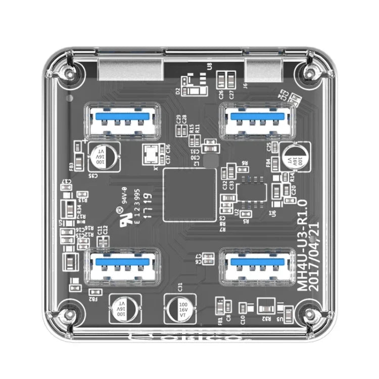 ORICO MH4U-100 موزع USB 3.0 شفاف مكتبي مع كابل مايكرو USB بطول 100 سم، MH4U-100