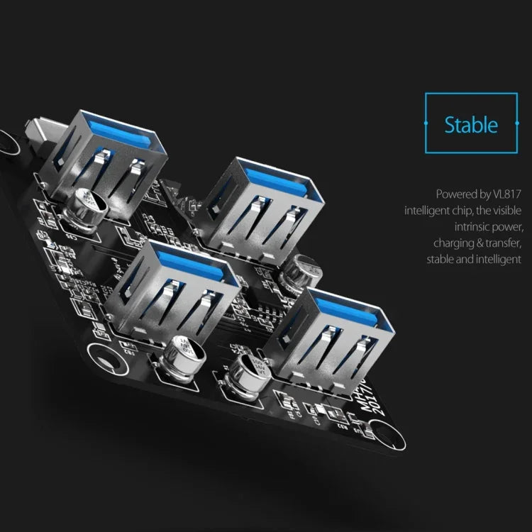 ORICO MH4U-100 موزع USB 3.0 شفاف مكتبي مع كابل مايكرو USB بطول 100 سم، MH4U-100