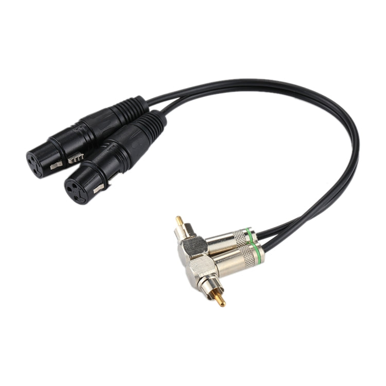 كابل محول موصل صوت 2 RCA ذكر زاوية إلى 2 × 3 دبابيس XLR كانون أنثى للميكروفون / معدات الصوت، الطول الكلي: حوالي 34 سم، 2 RCA ذكر زاوية