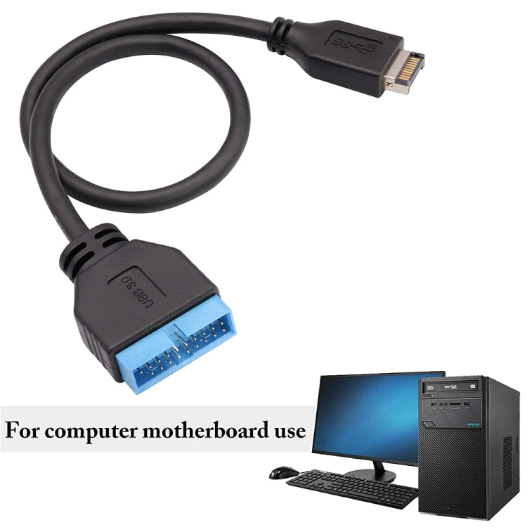 كابل تمديد USB 3.1 نوع E إلى USB 3.0 للوحة الأم 19 دبوس ذكر بطول 30 سم
