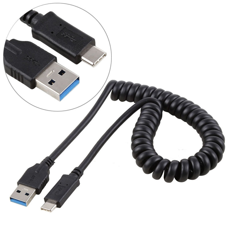كابل تمديد نابض قابل للسحب بطول 1.5 متر عالي السرعة USB 3.0 ذكر إلى USB-C / نوع C ذكر