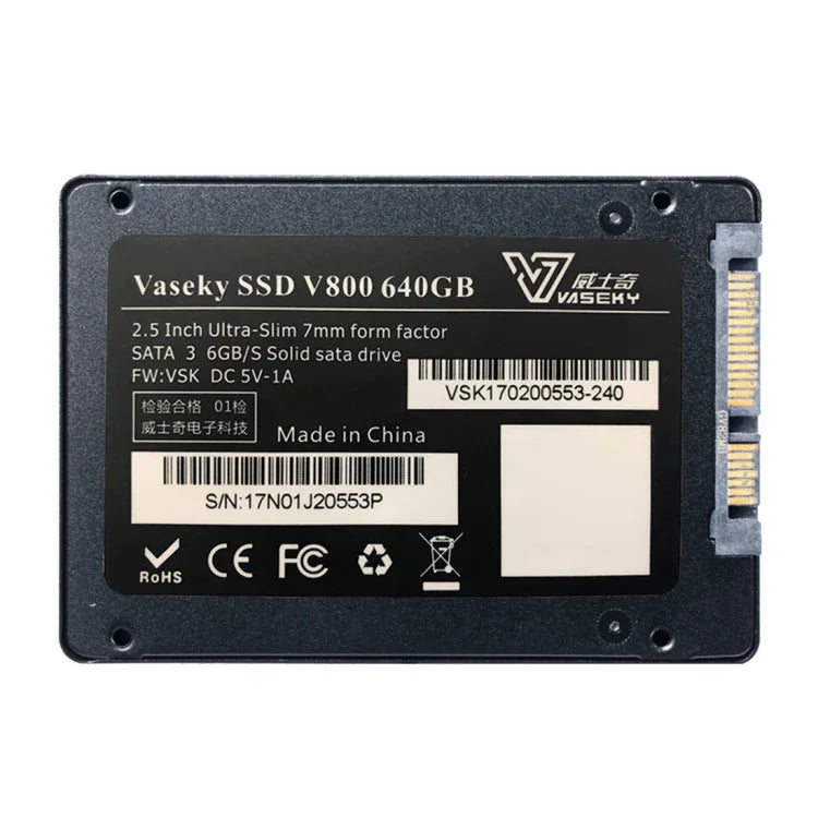 قرص صلب SSD من Vaseky V800 بسعة 512GB، 2.5 بوصة SATA3 بسرعة 6GB/s، نحيف جداً بسماكة 7 مم، لمحطات العمل وأجهزة اللابتوب، 512GB