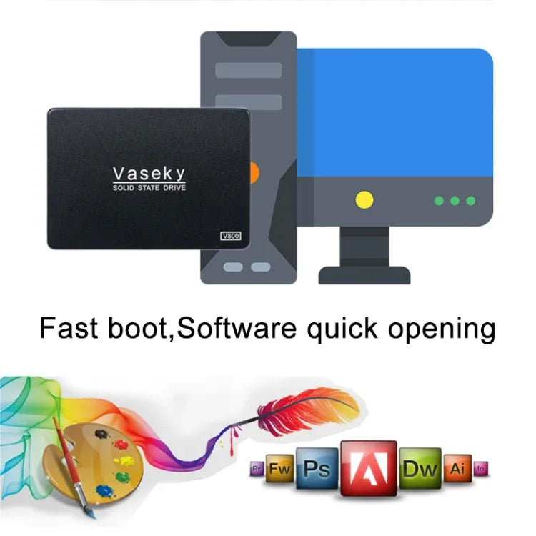 قرص صلب SSD من Vaseky V800 بسعة 512GB، 2.5 بوصة SATA3 بسرعة 6GB/s، نحيف جداً بسماكة 7 مم، لمحطات العمل وأجهزة اللابتوب، 512GB