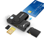 قارئ بطاقات متعدد الوظائف ROCKETEK CR310 USB 2.0 + بطاقة TF + بطاقة SD + بطاقة SIM + بطاقة ذكية، USB 2.0