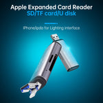 قرص فلاش USB 2 في 1 + قارئ بطاقة ذاكرة OTG بواجهات USB و 8 دبابيس لنظام IOS للهاتف المحمول / الكمبيوتر 118