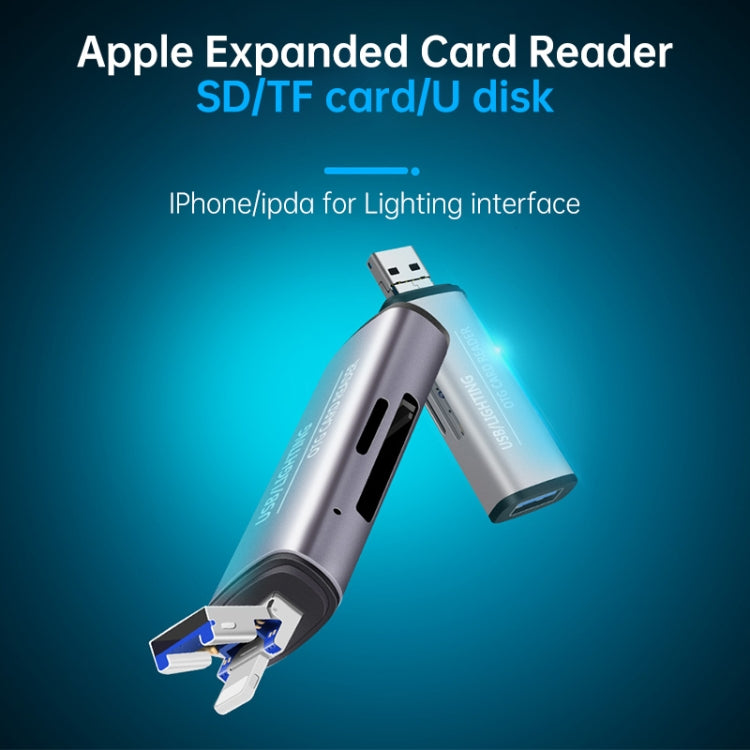 قرص فلاش USB 2 في 1 + قارئ بطاقة ذاكرة OTG بواجهات USB و 8 دبابيس لنظام IOS للهاتف المحمول / الكمبيوتر 118