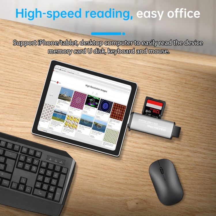 قرص فلاش USB 2 في 1 + قارئ بطاقة ذاكرة OTG بواجهات USB و 8 دبابيس لنظام IOS للهاتف المحمول / الكمبيوتر 118