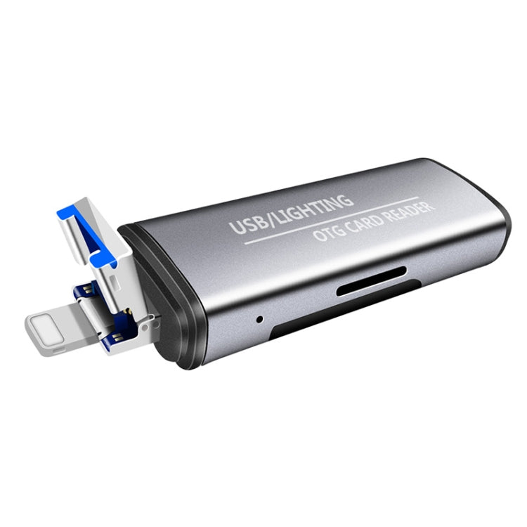 قرص فلاش USB 2 في 1 + قارئ بطاقة ذاكرة OTG بواجهات USB و 8 دبابيس لنظام IOS للهاتف المحمول / الكمبيوتر 118